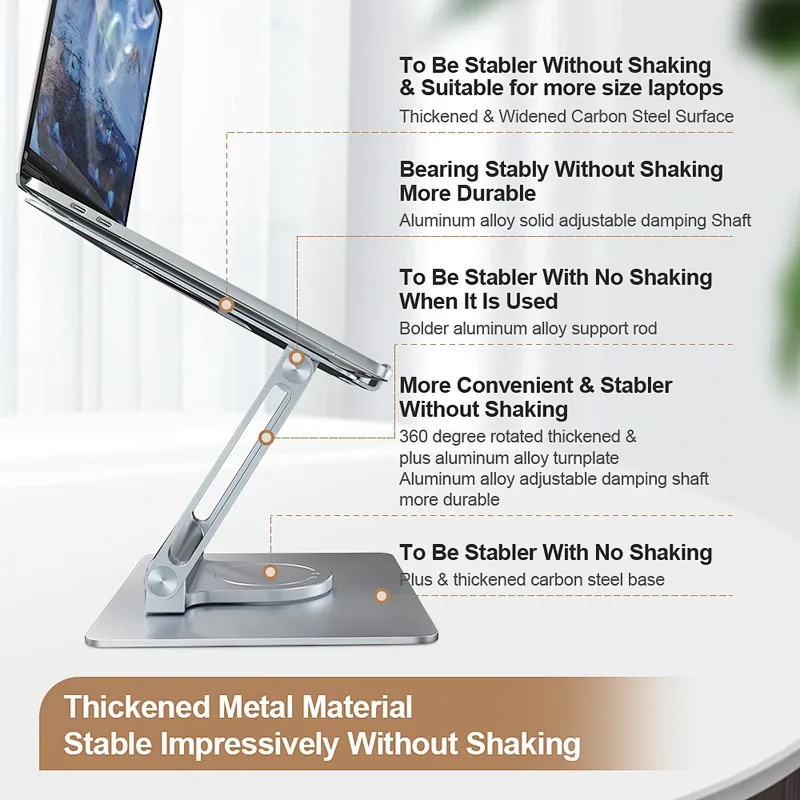 360 Degree Rotatable Adjustable Laptop Stand With USB Type C Docking Station