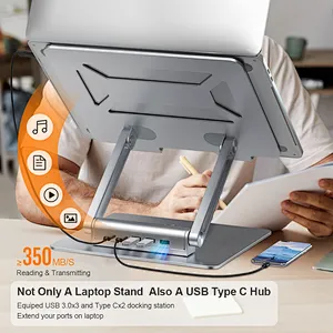 360 Degree Rotatable Adjustable Laptop Stand With USB Type C Docking Station